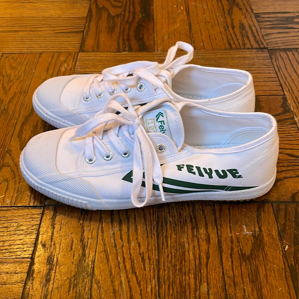 Green + White Feiyue Sneakers